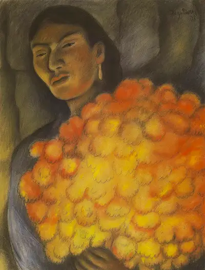 Woman with Flowers Diego Rivera